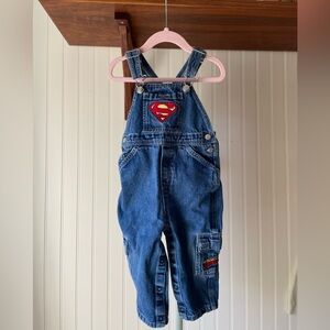 Vintage Superman Blue Denim Overalls 24 months